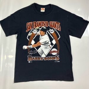 VTG Giants Barry Bonds Shirt "Home Run King" Sports Baseball Nutmeg Mens L USA